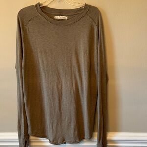 We The Free Long-Sleeve Rough Edge Crewneck Tunic in Olive